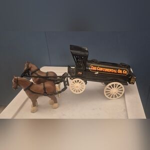 Ertl Continental Oil Co Horse Drawn Tanker Wagon Coin Bank Scale Models Vintage